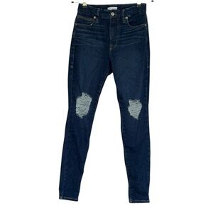 Good American Distress Straight Leg Skinny Jeans With Stretch Size W26 L28